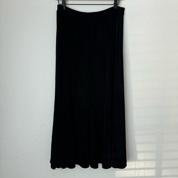 Vintage Y2K Chico's Womens Black Pleated Maxi Skirt Slinky Stretch Size Large - Picture 1 of 10